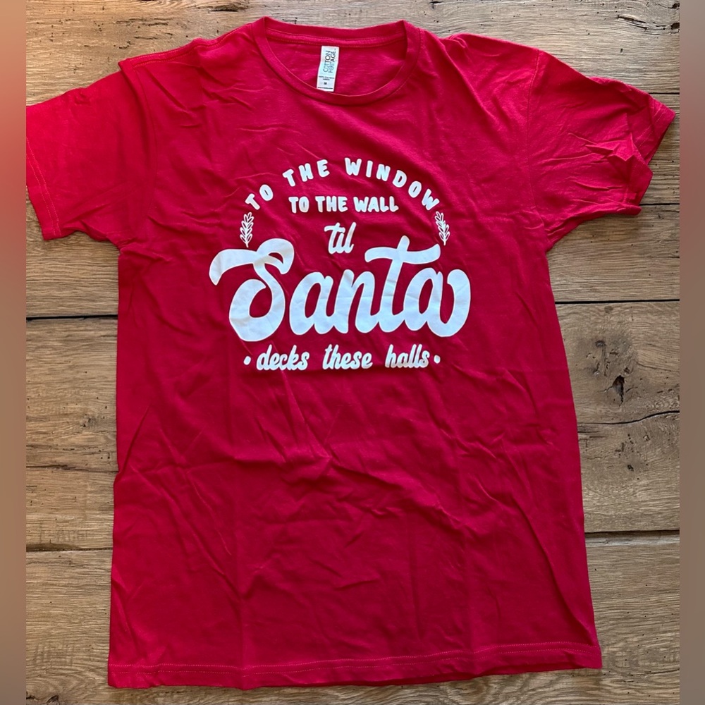 Red Graphic T-Shirt with Santa print